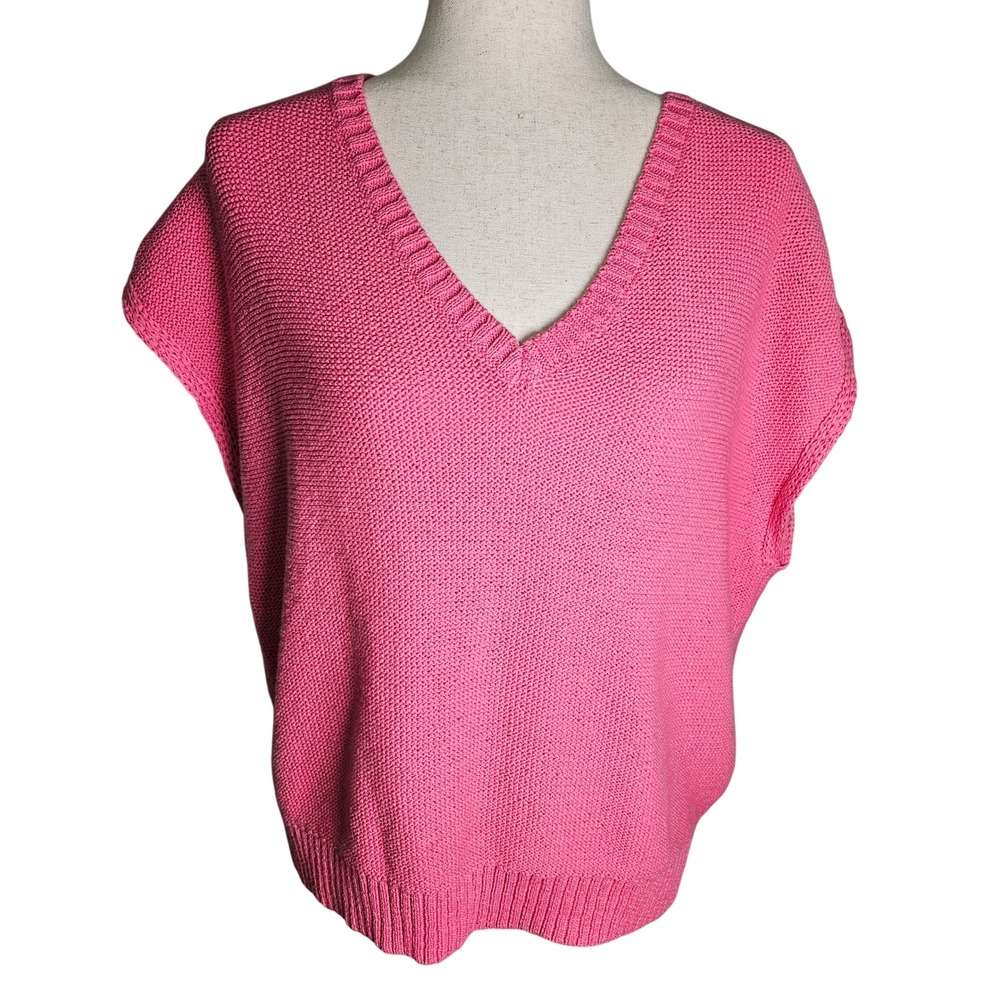 LOFT Outlet Women's Pink V Neck Sleeveless Knit Sweater Vest Size L